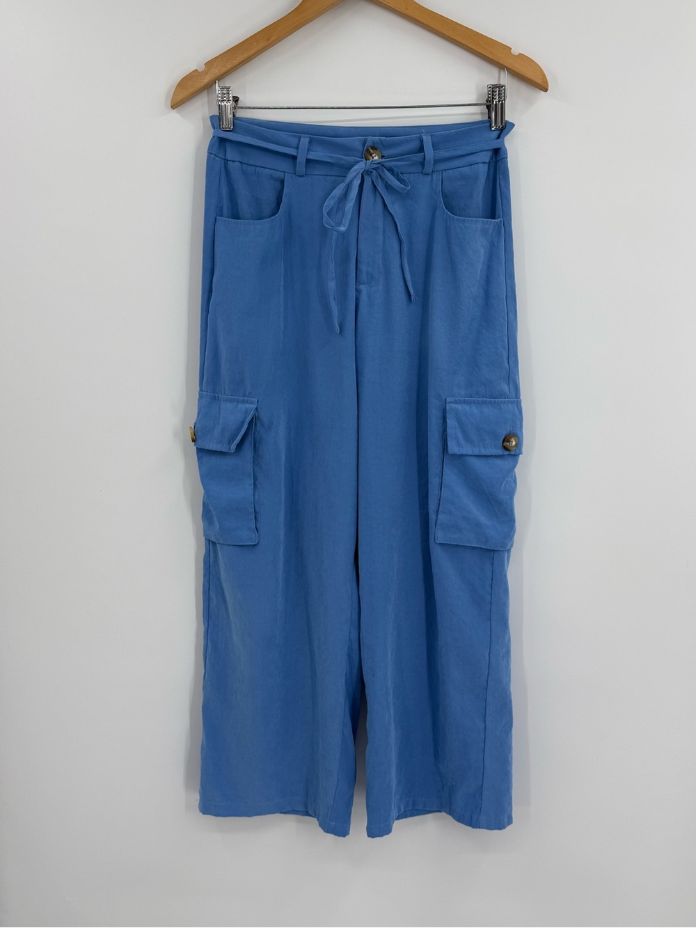 Ticket Wide Leg Cropped Cargo Pant | Blue | Small
